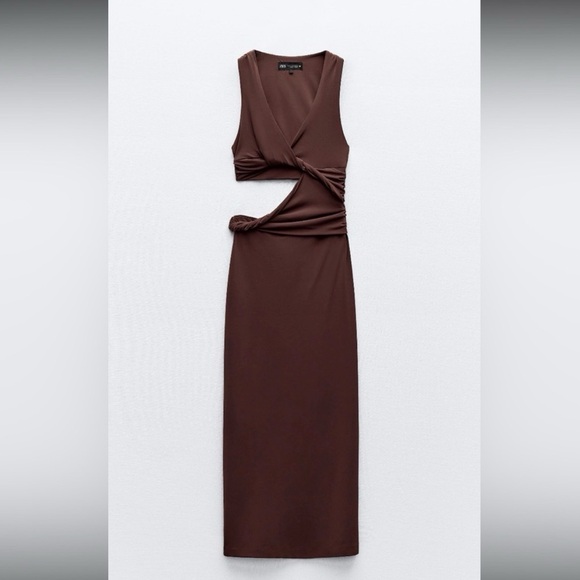 ZARA Twisted CUTOUT Bodycon DRESS NWOT Perfect for RESORT Size XS - Picture 10 of 12